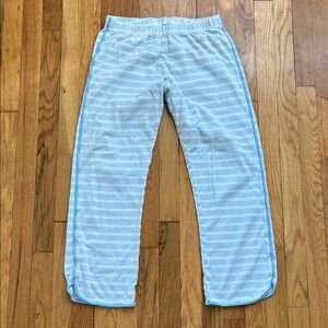 Lake Pajama Pants Womens Medium Pima Cotton Striped Blue White Ankle Crop Blue
